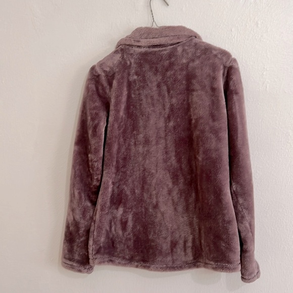 33• Heat Size Small Mauve Teddy Cozy Soft Faux Fur Zip Up Funnel Neck Jacket - Picture 4 of 7
